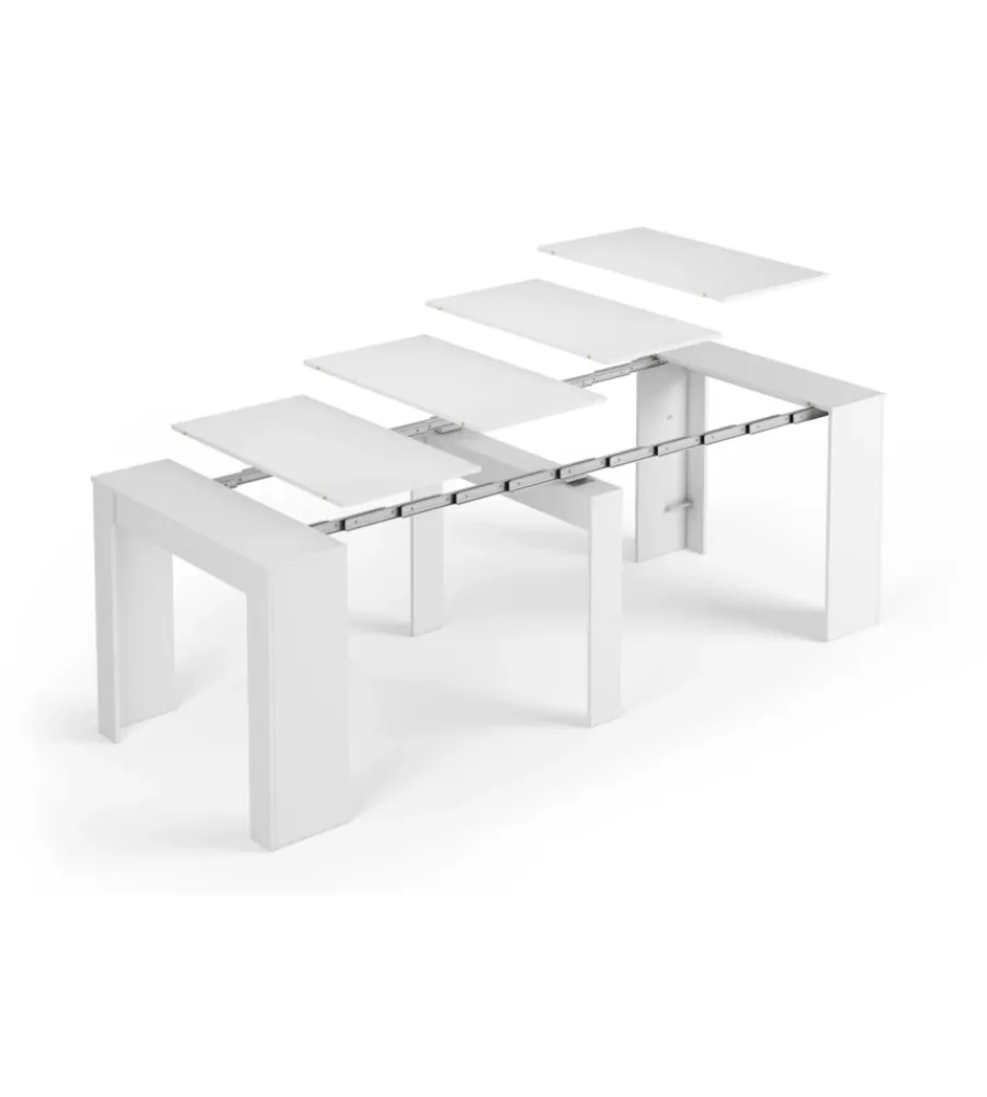 New Tavolo consolle multiposizione estensibile bianco lucido, 90x51x78 cm Tavoli
