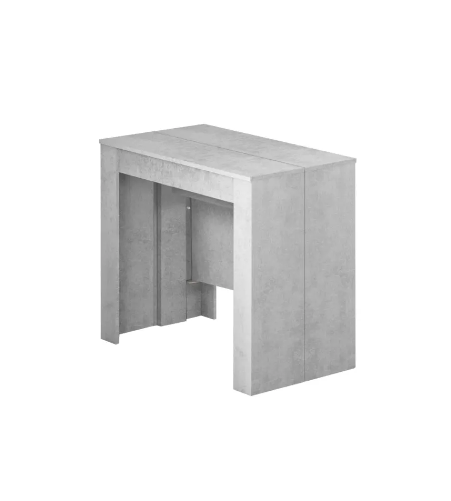 Tavoli- Tavolo consolle multiposizione estensibile cemento, 90x51x78 cm