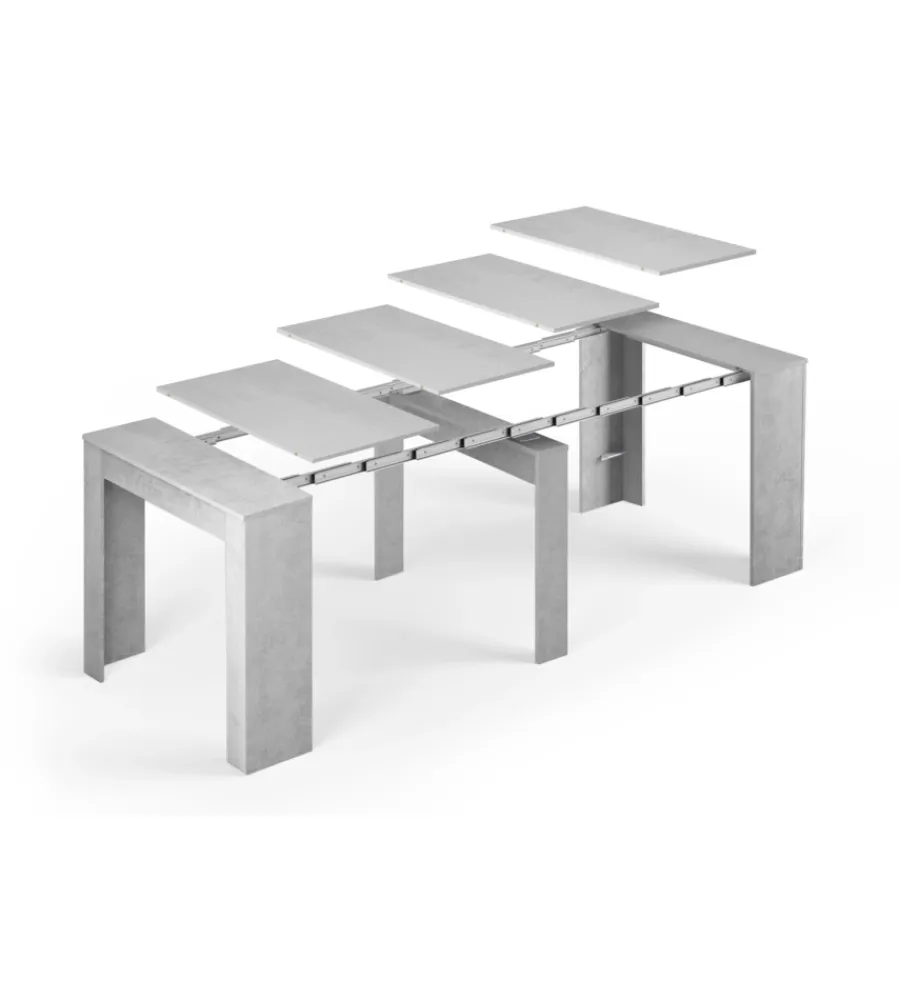 Tavoli- Tavolo consolle multiposizione estensibile cemento, 90x51x78 cm