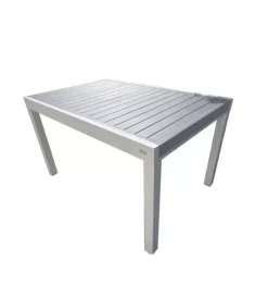 New Tavolo da esterno allungabile riviera "azalea" in alluminio bianco e grigio 135/270x90x75 cm Mobili Da Giardino E Accessori