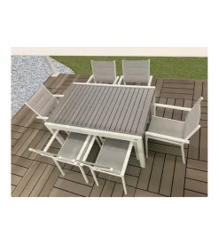 New Tavolo da esterno allungabile riviera "azalea" in alluminio bianco e grigio 135/270x90x75 cm Mobili Da Giardino E Accessori