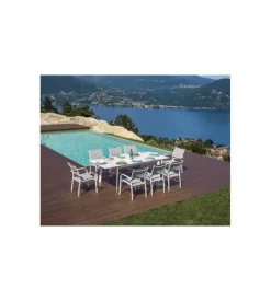Tavolo da esterno allungabile solaria "san donato" in alluminio bianco 160/240x102x75 cm Mobili Da Giardino E Accessori
