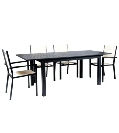 Mobili Da Giardino E Accessori-EuroGarden Tavolo da esterno allungabile in alluminio grigio 210/152x89x75 cm