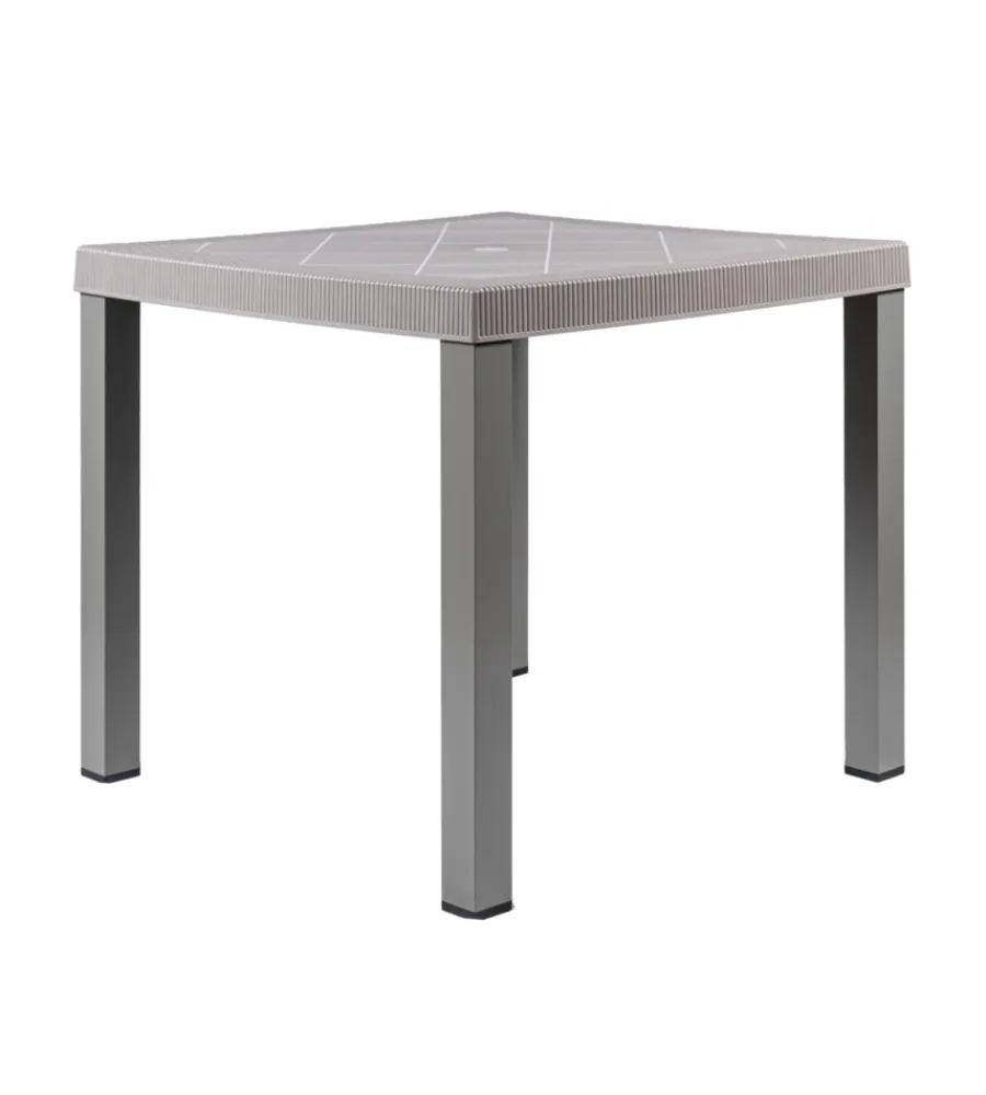 Mobili Da Giardino E Accessori- Tavolo da esterno "brio" in polipropilene e alluminio taupe 82x82x73 cm