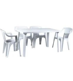 Mobili Da Giardino E Accessori- Tavolo da esterno "domingo" in polipropilene bianco 130x75x73 cm