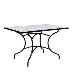 EuroGarden Mobili Da Giardino E Accessori|Tavolo da esterno "mediterranea" in ferro con top piastrelle 120x80x75 cm