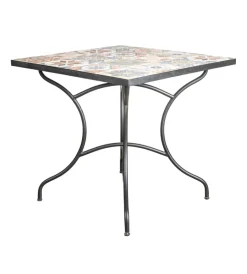 Mobili Da Giardino E Accessori-EuroGarden Tavolo da esterno "pompei" in ferro con top piastrelle gres 80x80x75 cm