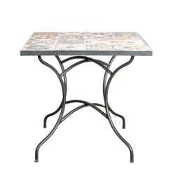 Mobili Da Giardino E Accessori-EuroGarden Tavolo da esterno "pompei" in ferro con top piastrelle gres 80x80x75 cm