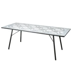 Mobili Da Giardino E Accessori-EuroGarden Tavolo da esterno "venezia" in ferro con top piastrelle gres 200x80x75 cm