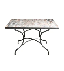 Mobili Da Giardino E Accessori-EuroGarden Tavolo da esterno "pompei" in ferro con top piastrelle gres 120x80x75 cm