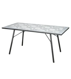 Mobili Da Giardino E Accessori-EuroGarden Tavolo da esterno "venezia" in ferro con top piastrelle gres 160x80x75 cm