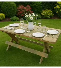 Mobili Da Giardino E Accessori- Tavolo da esterno in legno impregnato 180x75x76h cm