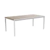 Keter Mobili Da Giardino E Accessori|Tavolo da esterno "porto 200" in metallo bianco e piano effetto legno frassino 200x95x75 cm