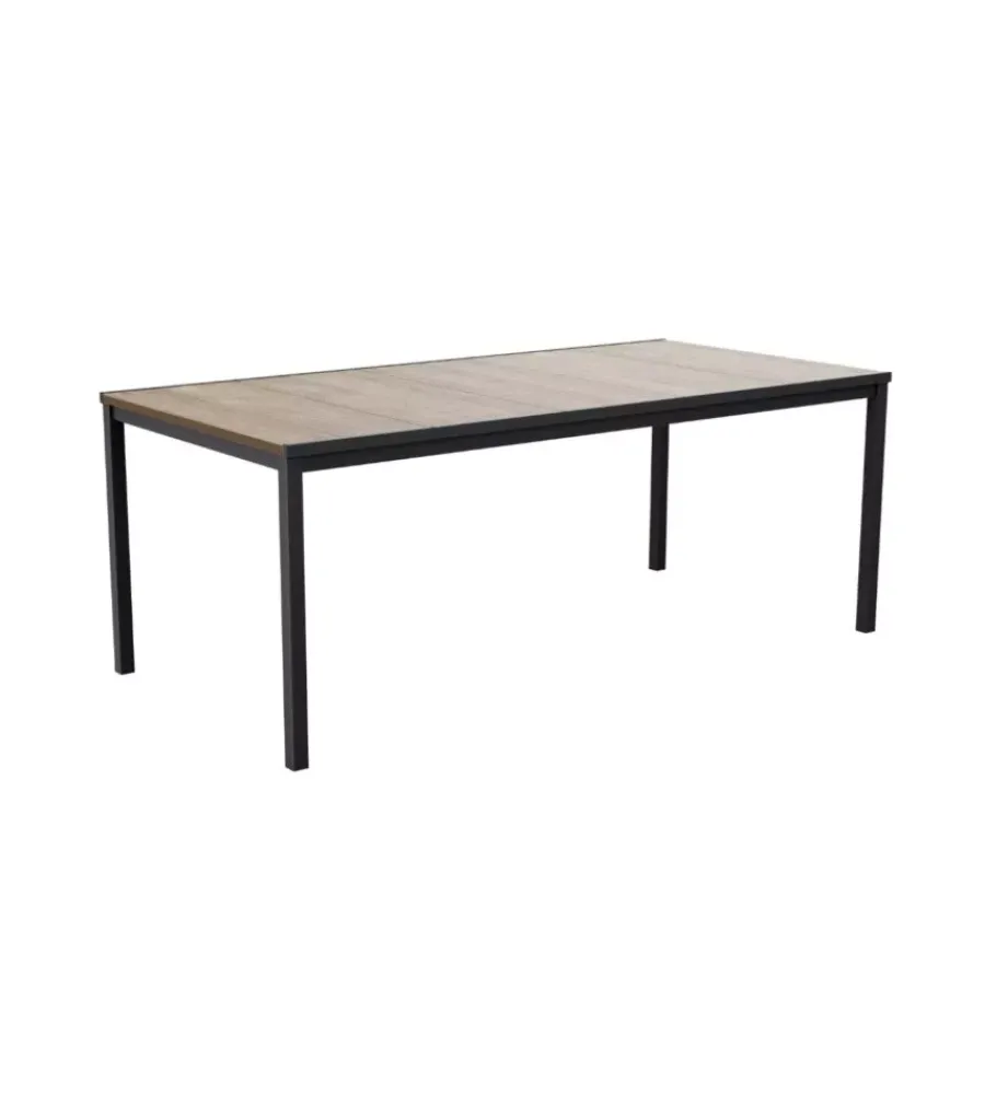 Mobili Da Giardino E Accessori-Keter Tavolo da esterno "porto 200" in metallo grafite e piano effetto legno frassino 200x95x75 cm