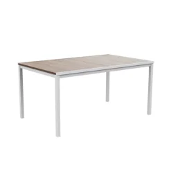 Clearance Tavolo da esterno "porto 160" in metallo bianco e piano effetto legno frassino 159x95x75 cm Mobili Da Giardino E Accessori