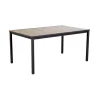 Keter Mobili Da Giardino E Accessori|Tavolo da esterno "porto 160" in metallo grafite e piano effetto legno frassino 159x95x75 cm
