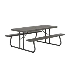 Tavolo da esterno pieghevole "picnic" in polietilene marrone bronzo 183x145x74 cm Mobili Da Giardino E Accessori