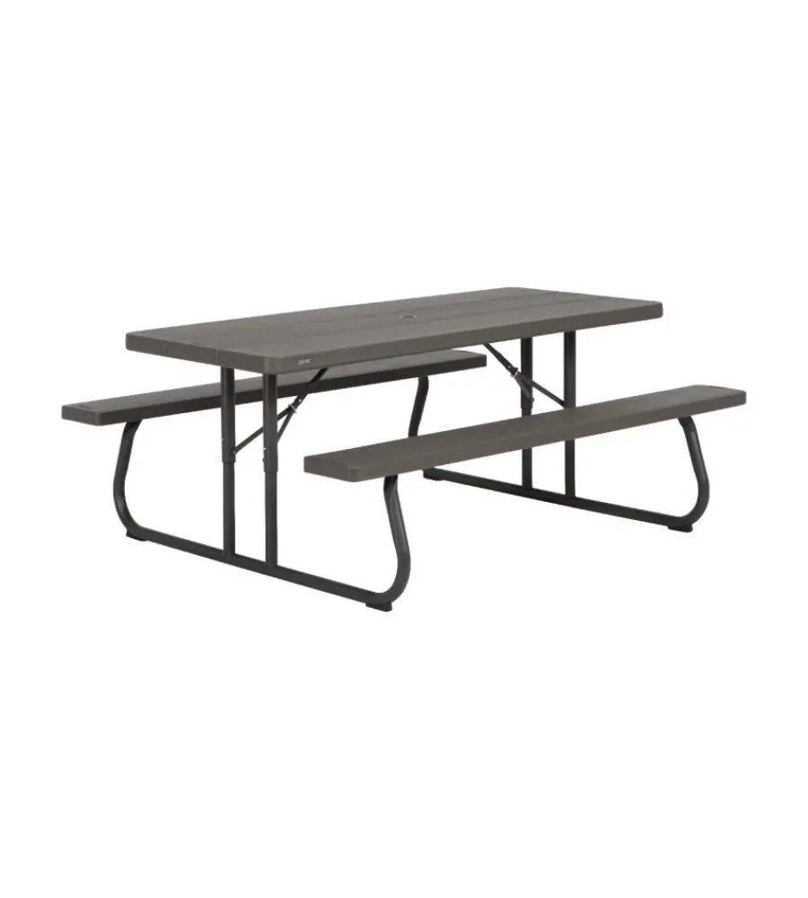 Tavolo da esterno pieghevole "picnic" in polietilene marrone bronzo 183x145x74 cm Mobili Da Giardino E Accessori