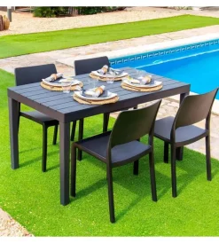 Tavolo da esterno "sumatra" in polipropilene antracite 138x78x72h cm Mobili Da Giardino E Accessori