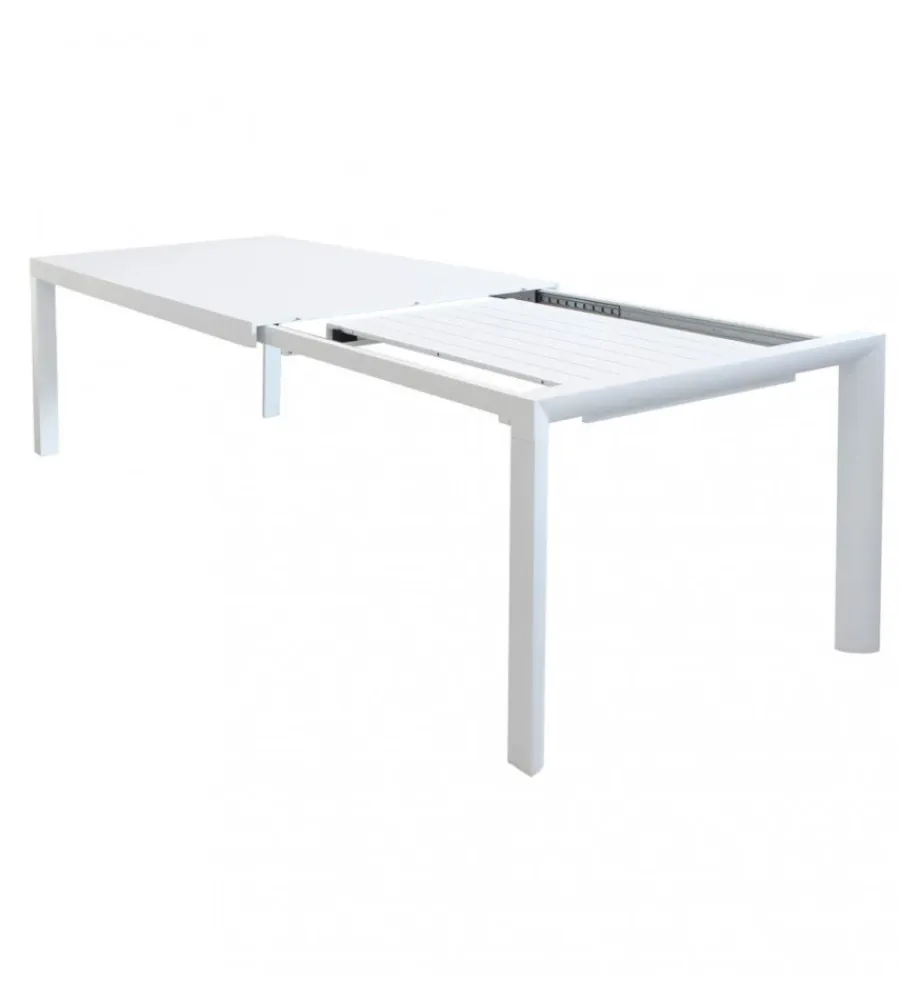 Mobili Da Giardino E Accessori- Tavolo da giardino allungabile elica garden "houston" in alluminio bianco 160/240x100x75 cm