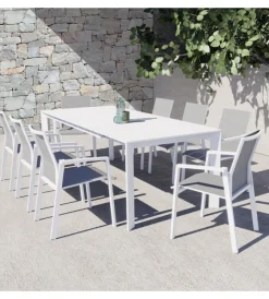 Mobili Da Giardino E Accessori- Tavolo da giardino allungabile elica garden "sacramento" in alluminio bianco 165/215x85x75 cm