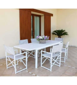 Mobili Da Giardino E Accessori|Tavolo da giardino allungabile elica garden "formentera" in alluminio bianco 200/300x100x75 cm