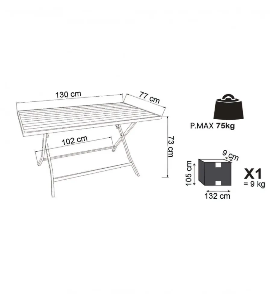 Mobili Da Giardino E Accessori- Tavolo da giardino pieghevole elica garden "alabama" in alluminio antracite 77x130x73 cm