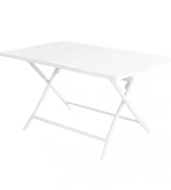 Mobili Da Giardino E Accessori- Tavolo da giardino pieghevole elica garden "alabama" in alluminio bianco 77x130x73 cm
