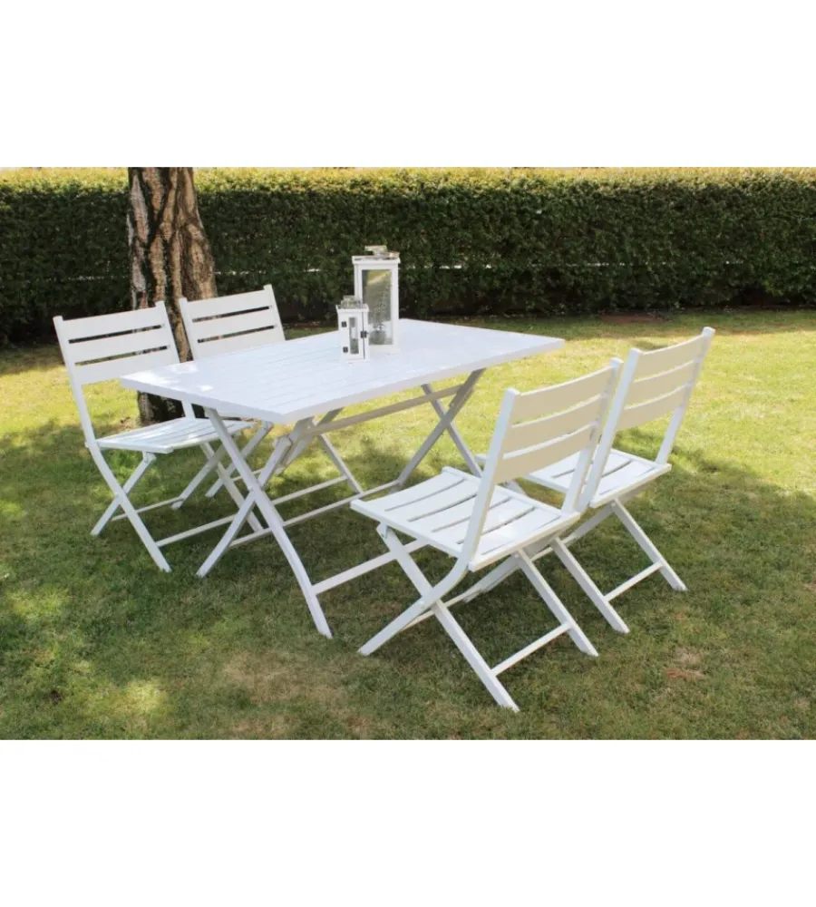 Mobili Da Giardino E Accessori- Tavolo da giardino pieghevole elica garden "alabama" in alluminio bianco 77x130x73 cm