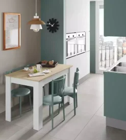 Outlet Tavolo da pranzo bianco e rovere, 109x67x78 cm Tavoli