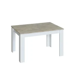 Tavoli- Tavolo da pranzo estensibile bianco e rovere, 140-190x90x78 cm