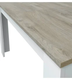 Tavoli- Tavolo da pranzo estensibile bianco e rovere, 140-190x90x78 cm