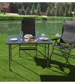 Online Tavolo pieghevole da campeggio "linear 115" in acciaio nero 115x70x63/83 cm Campeggio