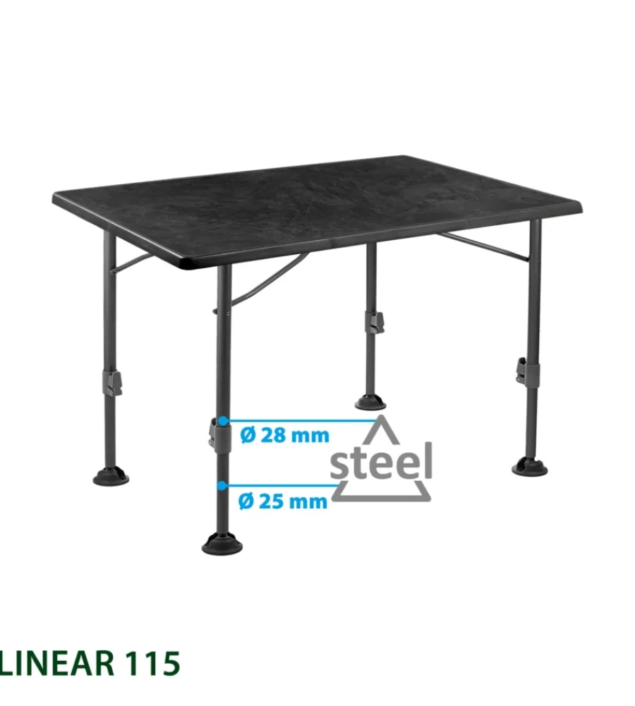 Online Tavolo pieghevole da campeggio "linear 115" in acciaio nero 115x70x63/83 cm Campeggio
