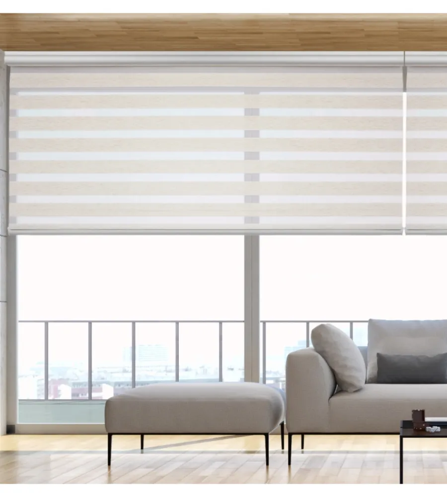 Tessile D'Arredo- Tenda a rullo doppia "platinum" lino, 100x250 cm