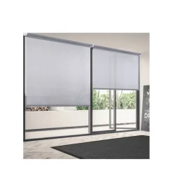 Tessile D'Arredo|Tenda a rullo "screen" grigio e bianco, 80x250 cm