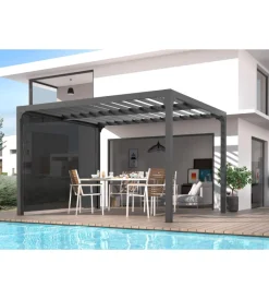 Coperture Per Esterno E Accessori-Habrita Tenda accessoria con binario per pergola bioclimatica da esterno "per2430bi" e "per3630bi", 280x220 cm