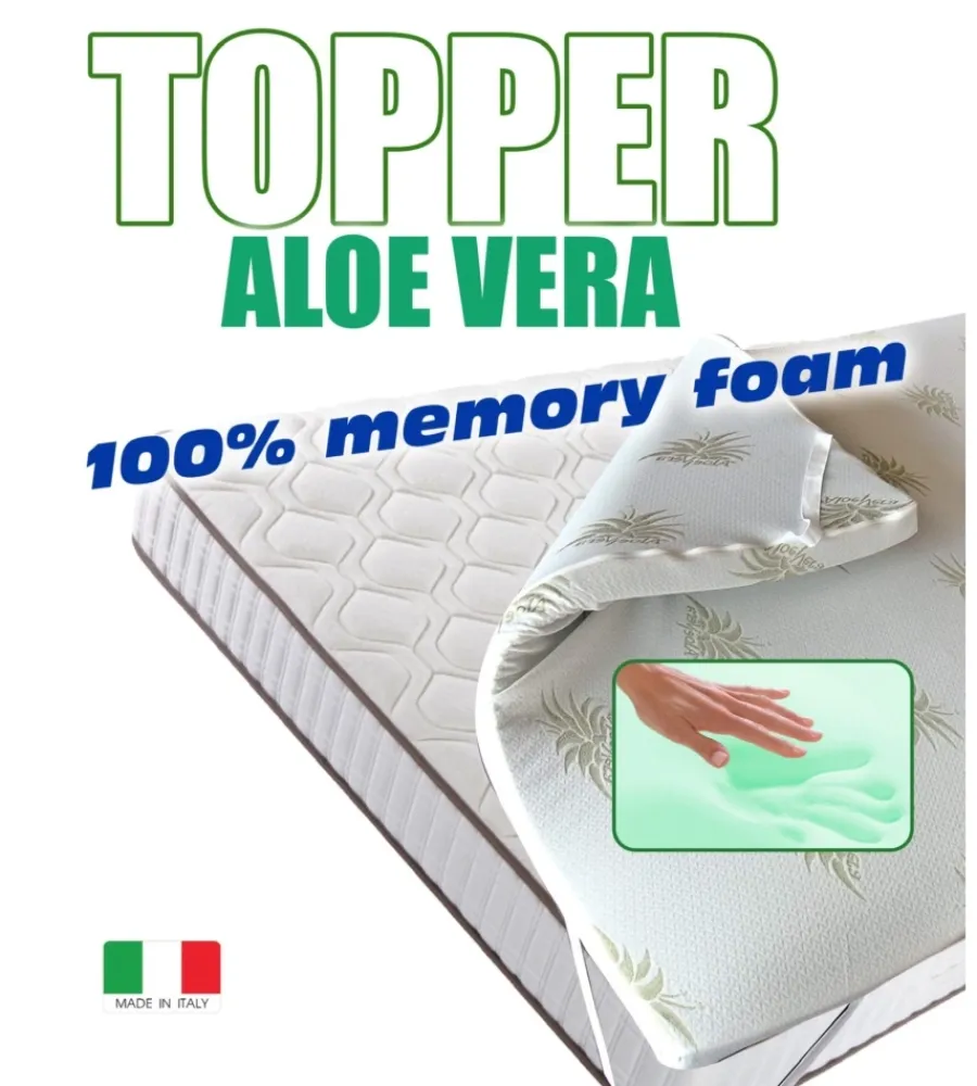 Letti E Comodini- Topper matrimoniale in memory foam con aloe 160x190 cm