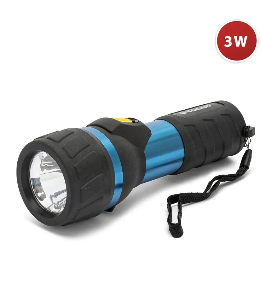 Illuminazione Per Interno-Velamp Torcia led a pila in alluminio e gomma 110 lumen