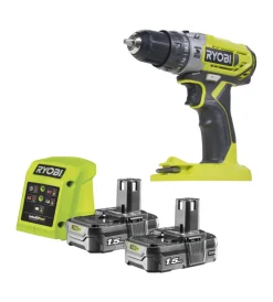 Trapani E Avvitatori-Ryobi Trapano avvitatore a percussione a batteria "r18pd2-215g" 2 batterie 18v 1,5ah e caricabatterie