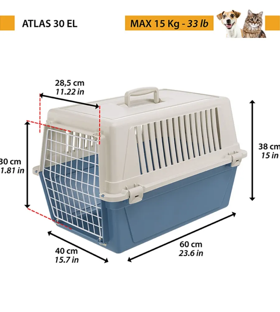 Trasportini Per Cane-Ferplast Trasportino atlas 30 blu avio -