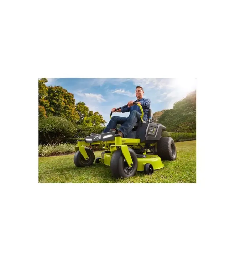 Ryobi Trattorini Tagliaerba|Trattorino tagliaerba a batteria "ztr480ex" taglio 106 cm 48v -  raggio zero con scarico laterale