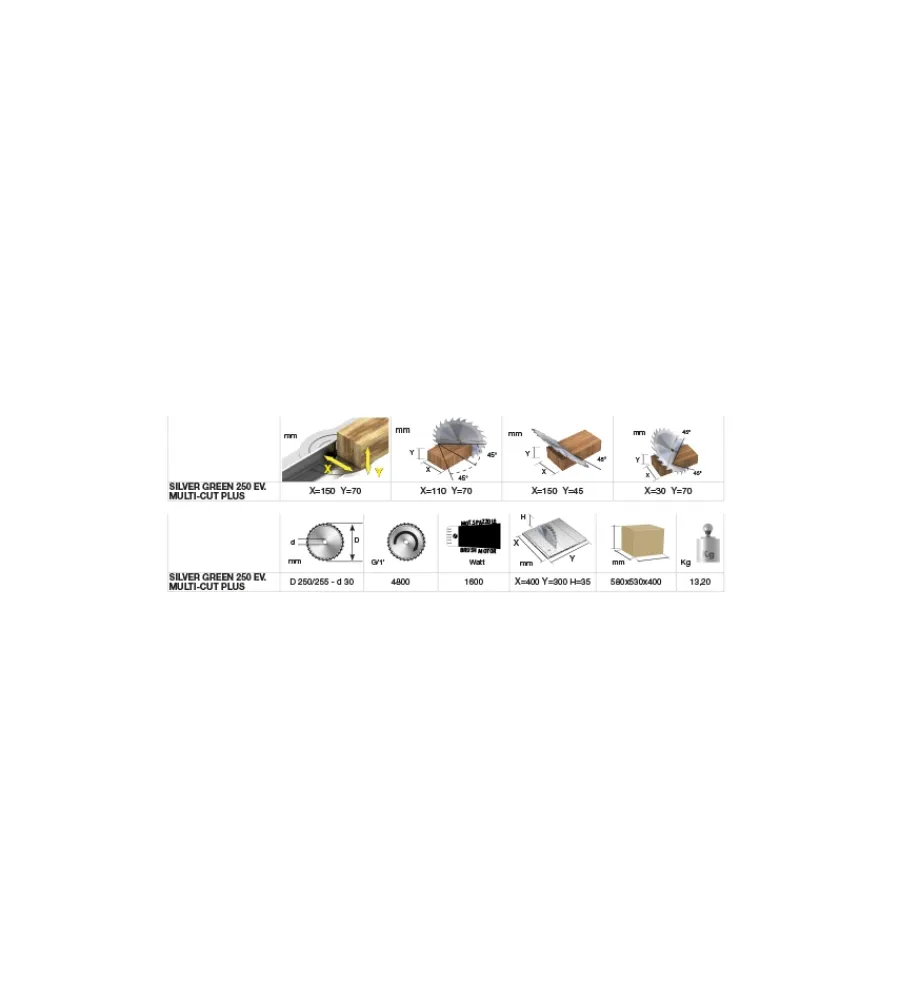 Compa Troncatrici|Troncatrice per legno silver green evolution g.250e -