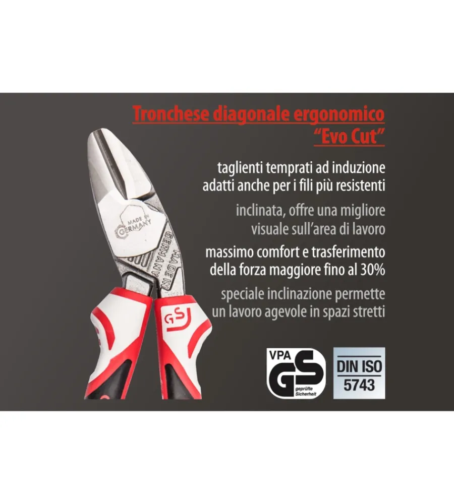 Pinze E Tenaglie- Tronchese diagonale ergonomica 3k evo cut 180 mm.