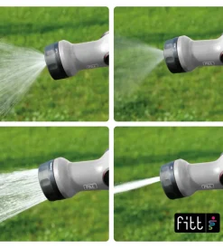 Irrigazione- Tubo da giardino estensibile fitt ikon lime in tpe e nylon con pistola multigetto, 15 metri