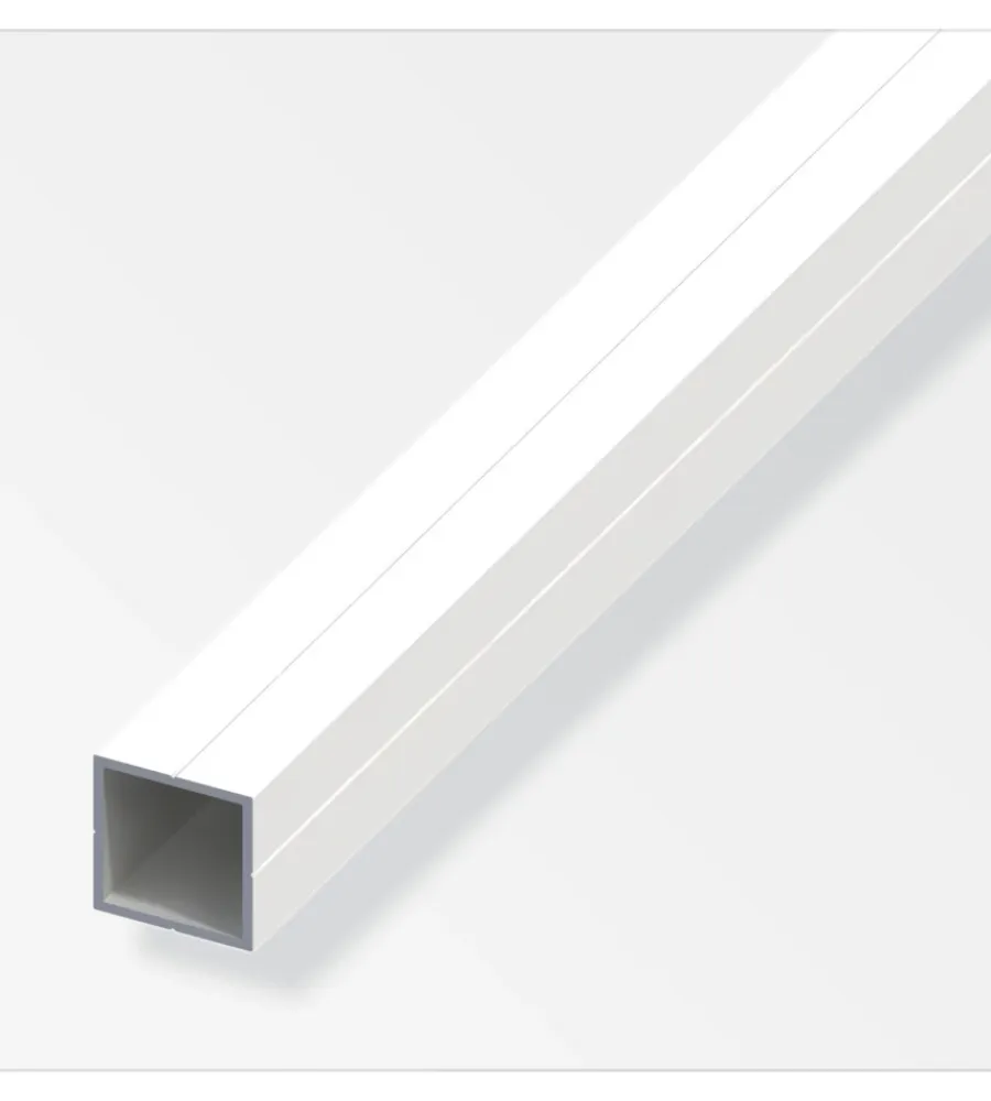 Ferramenta Per Mobili E Infissi-Alfer aluminium Tubo quadrato 23.5x1.5 alluminio bianco - 2,5 metri.