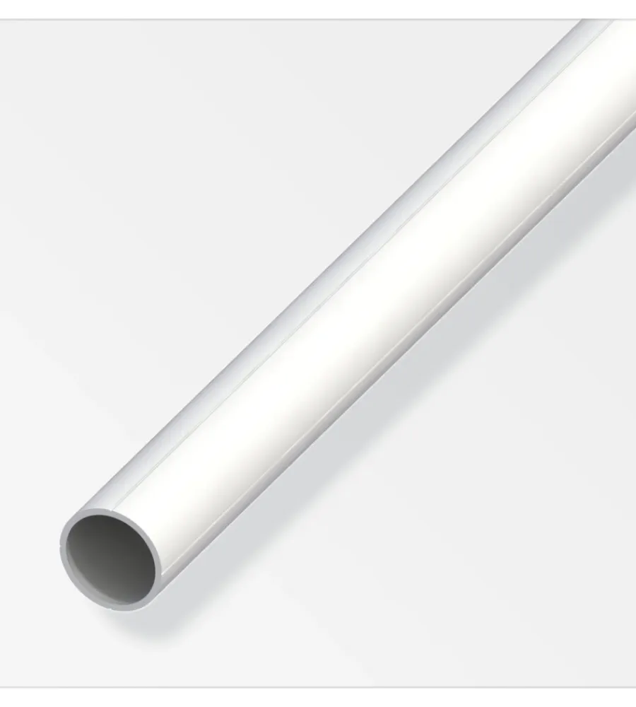 Ferramenta Per Mobili E Infissi-Alfer aluminium Tubo tondo 19.5x1 pvc bia - 1 metro.
