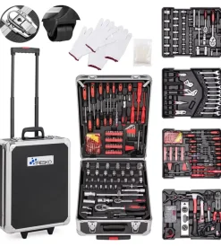 Officina E Garage|Valigia trolley con attrezzi 318 pezzi, 38x22x52,5 cm
