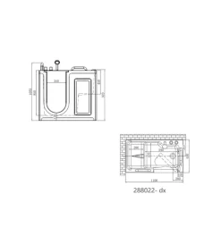Ceramiche E Accessori- Vasca per anziani con sportello apertura a destra 110x63x97 cm