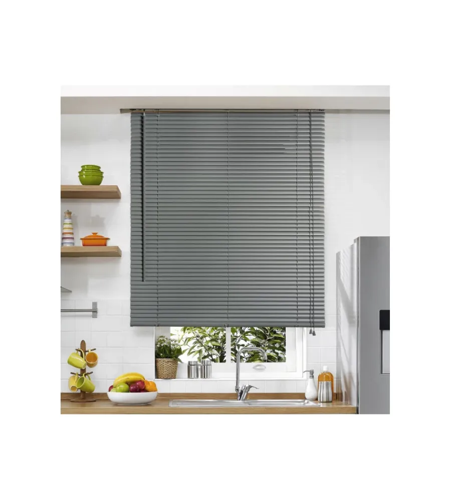 Tessile D'Arredo- Veneziana in vinile grigio con lamelle da 25 mm, 75x160 cm